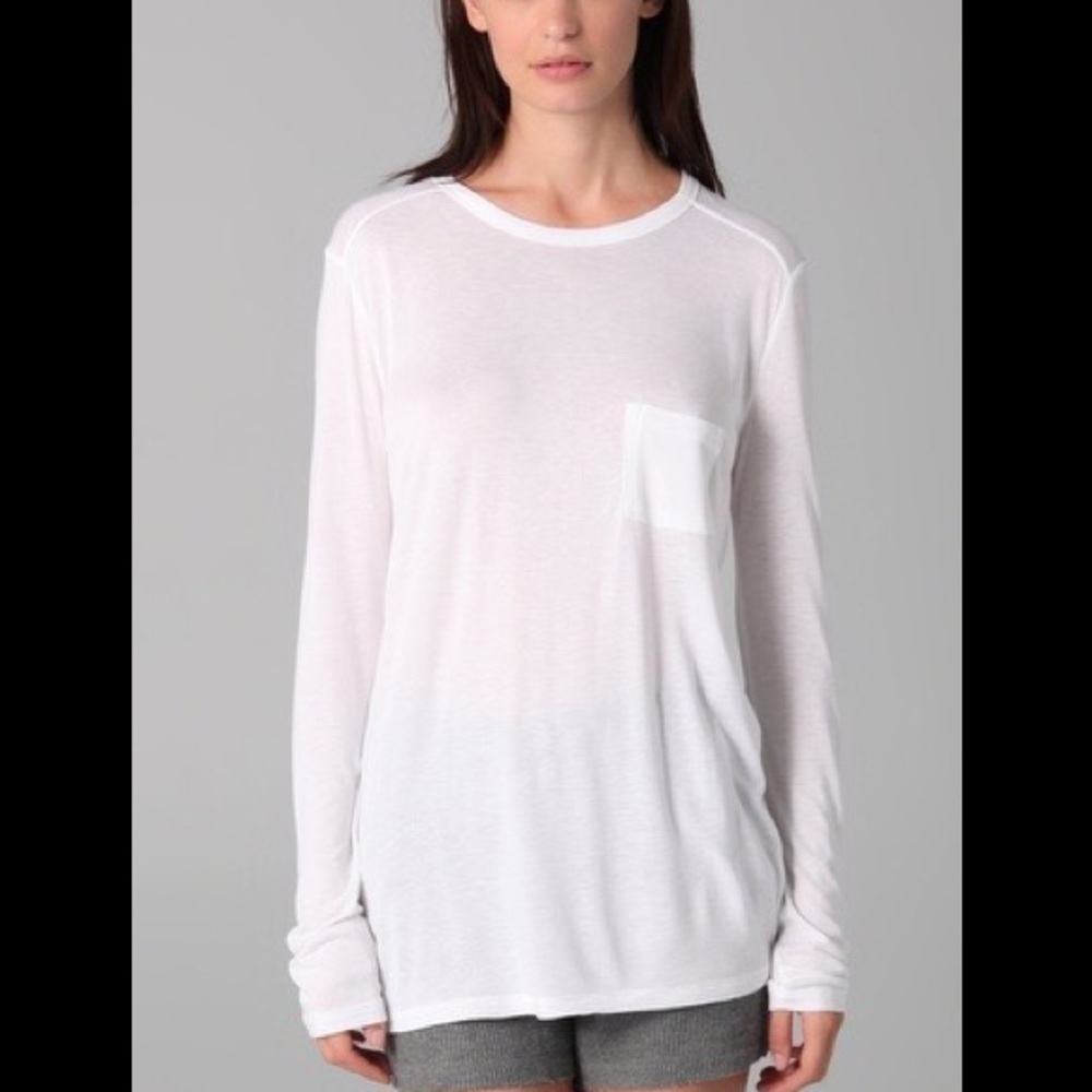 T by Alexander Wang Long Sleeve Pocket T-Shirt White L